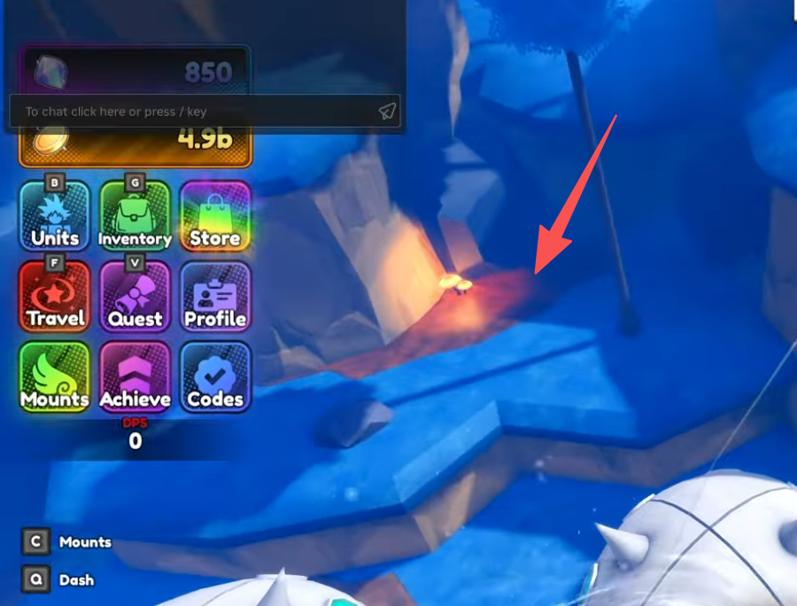 Anime Tactical Simulator Dragon Balls — close-up of the 5th Dragon Ball glowing orb spawn point on a platform between structures