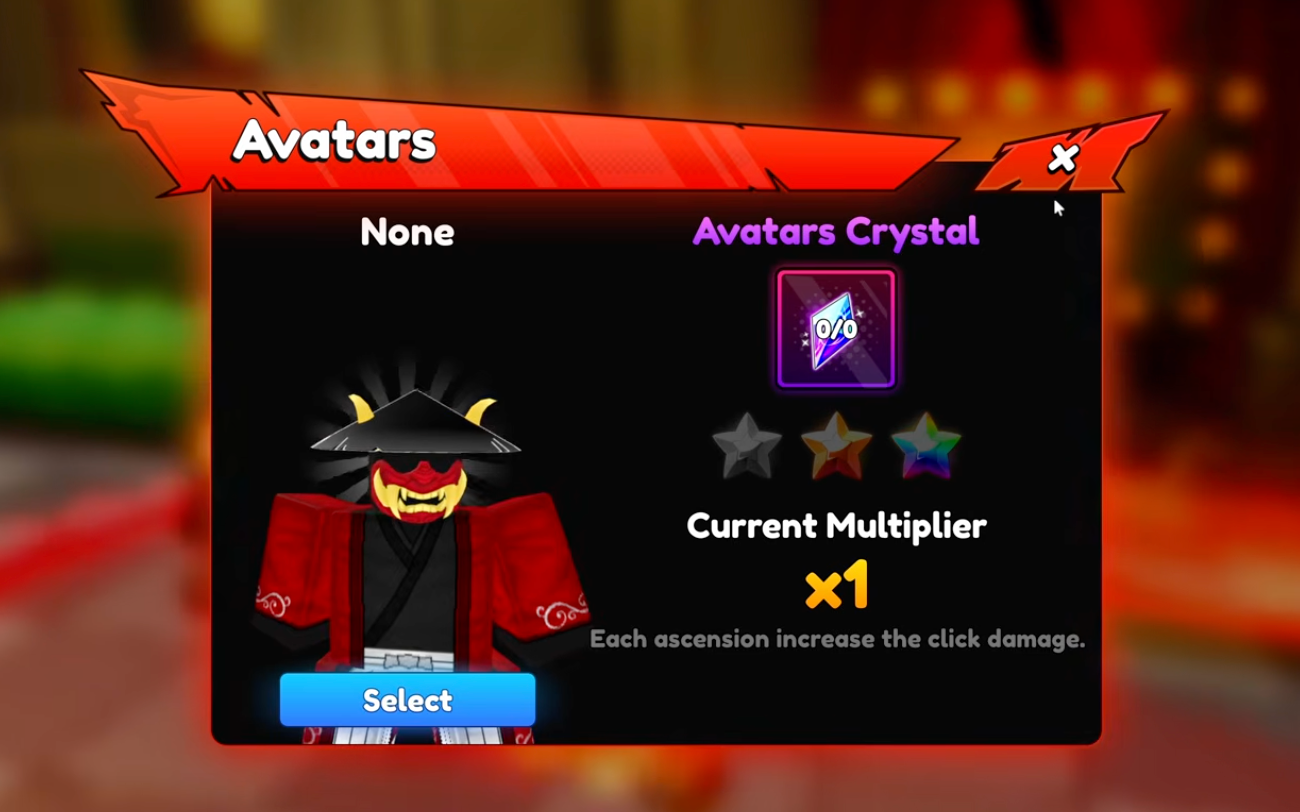 Anime Tactical Simulator avatar system — avatars boost clicking damage