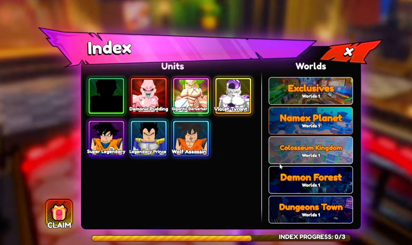 Anime Tactical Simulator index rewards system — collect units to earn rewards