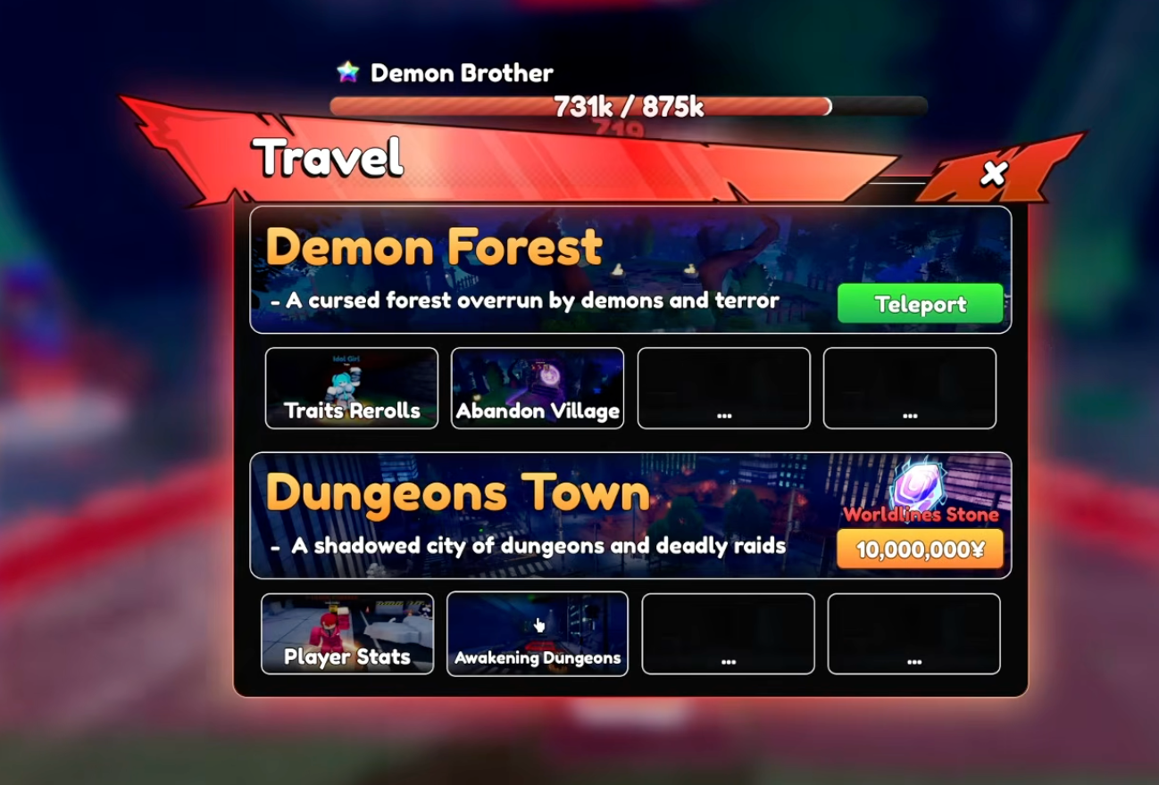 Anime Tactical Simulator progression — Dungeons Town, the 4th and final world with Awakening Dungeons and end-game content