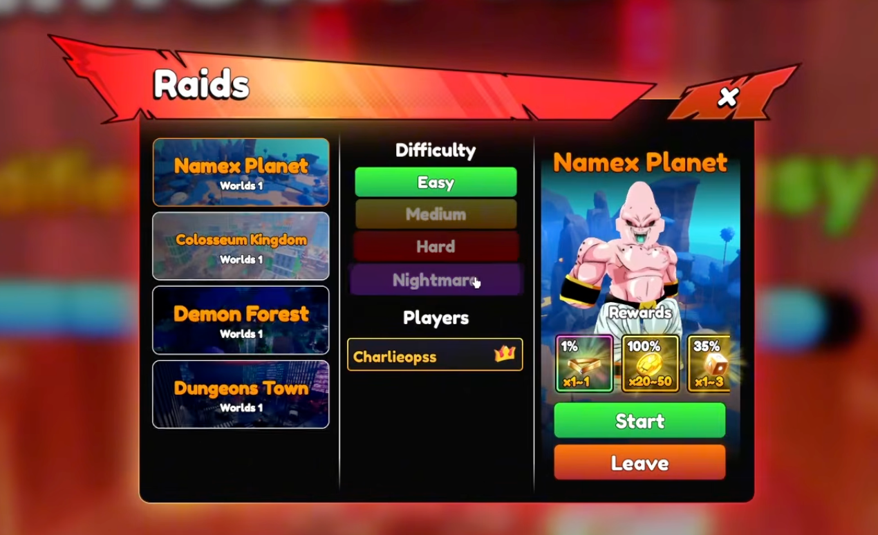 Anime Tactical Simulator progression — Raids overview screen showing available raid difficulties and rewards